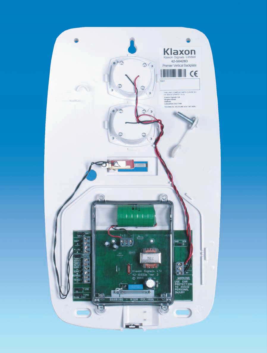 (image for) Klaxon Flashguard Premier Vertical Backplate, req Cover